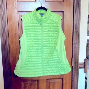 Eddie Bauer Pertex Quantum down vest, women’s size XXL, bright green-yellow